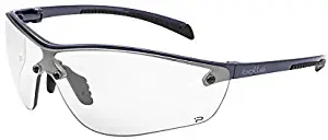 Bollé Safety 40237, Silium+ Safety Glasses Platinum, Dark Gunmetal Frame, Clear Lenses