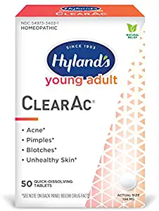 Acne Treatment for Teens, Hyland’s Young Adult ClearAc, Acne Pills, 50 Quick Dissolving Tablets