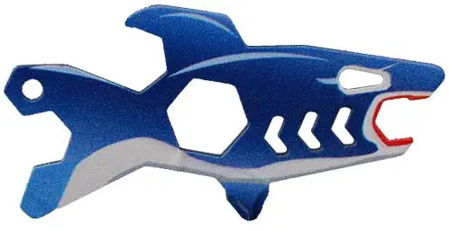 Keychain Multi-Tool EDC Mini-Tool 7-in-1 Key Tool (Bottle Opener Screw Driver 5.5/7/8/10mm Wrench) Stainless Steel (key chain size,shark)