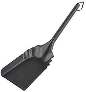 Rocky Mountain Goods Fireplace Shovel 17" - Heavy Gauge Steel - Heat Resistant Finish - Leather Hang Strap - Coal Shovel