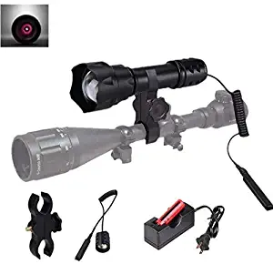 T20 IR 850NM 38mm Lens Infrared Light Long Range Night Vision LED Torch Kits -To Be Used with Night Vision Device, with Scope Mount, Pressure switch, Battery and Charger