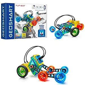 GeoSmart Flip Bot - Build Remote-Controlled GeoMagnetic Vehicles with This STEM Focused Magnetic Construction Set Featuring Rechargeable Turbo Motors