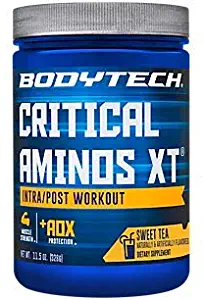 BodyTech Critical Aminos XT, Sweet Tea Flavor, Intra/Post Workout, Supports Muscle Recovery (15.5 Ounces Powder)