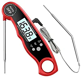 KANGYA In Oven Digital Meat Thermometer,Updated Dual Probe Instant Read Oven Safe with Alarm Function Big Back-light Screen Magnetic Portable for Food Meat Kitchen Outdoor BBQ Cooking Grill Smoker,Red