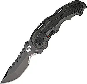 Smith & Wesson SWMP6S 7.7in High Carbon S.S. Assisted Folding Knife with 3.4in Serrated Clip Point Blade and Aluminum Handle for Tactical, Survival and EDC