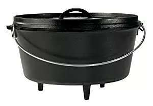 Lodge 8 Quart Camp Dutch Oven. 12 Inch Pre Seasoned Cast Iron Pot and Lid with Handle for Camp Cooking (Certified Refurbished)