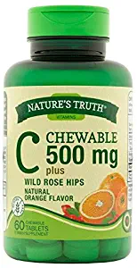 Nature's Truth Vitamin C 500 mg Chewable with RH Tabs, 60 Count (Pack of 3)