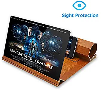 ORETECH Screen Magnifier, 12" Foldable Smart Phone Screen Amplifier Projector Movie Video Enlarger Wooden Phone Holder Stand with 3D Screen Magnifying Amplifying Glass for All Smart Phone Model