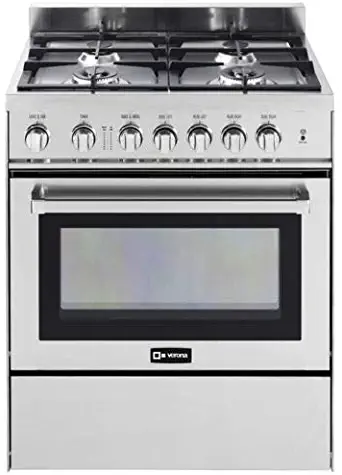 Verona VEFSGG304NSS 30" Freestanding All Gas Range 4 Sealed Burners Convection Oven Storage Drawer Stainless Steel