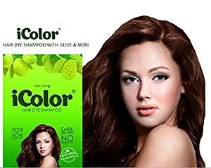 iColor Organic Hair Dye Shampoo Dark Brown 25ml (0.85 ounces) x 10 sachets in a box, shampoo-in hair color, dye, Dark brown hair in 20-30 minutes, DIY, convenient, easy to use