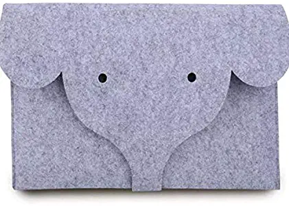 Cisky Felt Laptop Sleeve Case Elephant Gray 11 Inch Flannel-Lined with Pouch for MacBook Air 11.6" /MacBook 12" / Surface Pro 5, 4 / Acer Asus Samsung Toshiba Lenovo HP