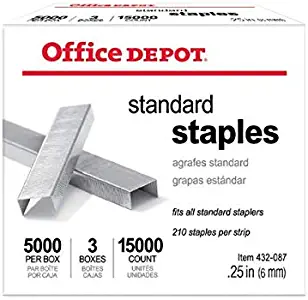 Office Depot Standard Staples, 1/4in, Pack of 3 Boxes, 0