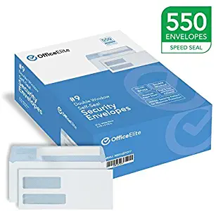 #9 Double Window SELF Seal Security Envelopes - 550 Per Box - Designed for QuickBooks Invoices, Business Correspondence, and Legal Documents - Security Tinted - Peel & Seal - 3 7/8