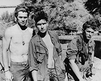 Charlie Sheen and Willem Dafoe and Tom Berenger in Platoon barechested 16x20 Poster