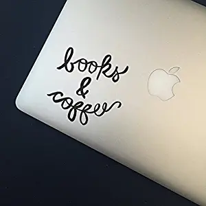 Book and Coffee Decal Vinyl Sticker|MacBook Laptop Computer Cars Trucks Vans Walls| BLACK |3.75 x 4 in|CCI951