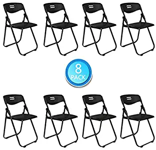 VINGLI 8 Pack Plastic Folding Chair, Indoor Outdoor Portable Stackable Commercial Seat with Steel Frame 350lbs for Events Office Wedding Party Dining