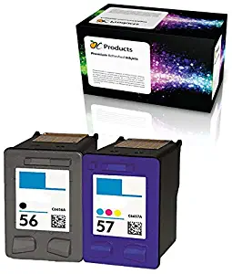 OCProducts Refilled Ink Cartridge Replacement 2 Pack for HP 56 HP 57 for PSC 1315 PSC 2410 PSC 1110 PSC 2175 Officejet 6110 Deskjet 450 PhotoSmart 7150 7260 Printers (1 Black 1 Color)