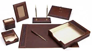 Majestic Goods Office Supply Leather Desk Set, Brown (W940)