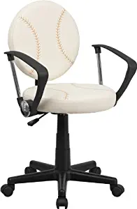 Flash Furniture Baseball Swivel Task Office Chair with Arms , Brown and Cream - BT-6179-BASE-A-GG