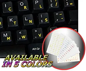 4Keyboard Dvorak Simplified Keyboard Sticker with Yellow Lettering Transparent Background for Desktop, Laptop and Notebook