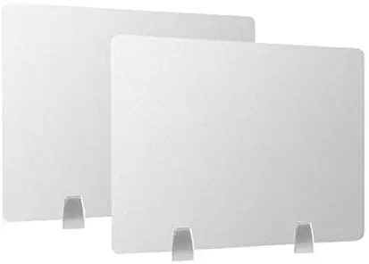 Owfeel 2pc 20” L×16” W Frosted Desk Dividers Office Partition Desktop Privacy Panel for Student Call Centers/Offices/ibraries/Classrooms Frosted Acrylic Clamp (Not Include Clip)