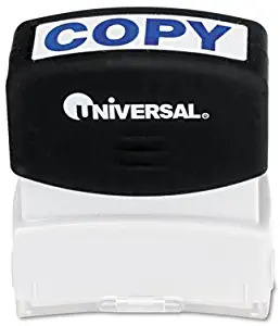 Universal Products - Universal - One-Color Message Stamp, COPY, Pre-Inked/Re-Inkable, Blue - Sold As 1 Each - Crisp, clean impression delivered by the microporous ink surface. - Soft-touch grip provides effortless stamping - Flip-open lid prevents acciden