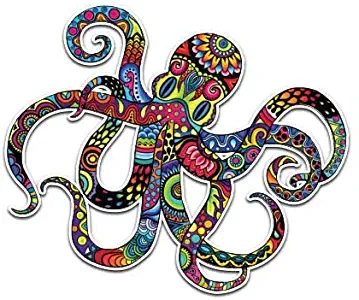 Octopus Sticker Colorful Ocean Squid Decal by Megan J Designs - Laptop Sticker Tumbler Decal Vinyl Sticker