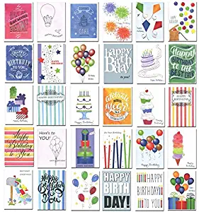 Birthday Cards Assorted 30 Different Designs w/Greetings Inside Made in USA 32 Envelopes