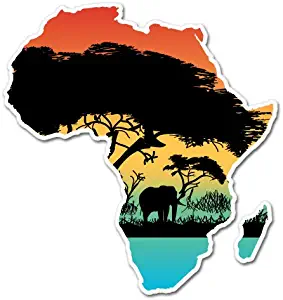 AK Wall Art Africa Colorful Continent Shape Wild Nature Vinyl Sticker - Car Phone Helmet - Select Size