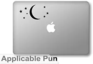 SC Crescent Moon and Stars - Goodnight Mac - Black Vinyl Decorative Decal Sticker - Sized for 13" Macbooks or Car