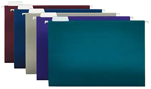 Office Depot 2-Tone Hanging File Folders, 1/5 Cut, 8 1/2in. x 14in, Legal Size, Assorted Colors, Box of 25, ODOM01945