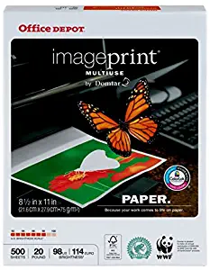 Office Depot ImagePrint Multiuse Paper by Domtar, 8 1/2in. x 11in, 20 Lb, FSC Certified, White, 500 Sheets, 1821RM