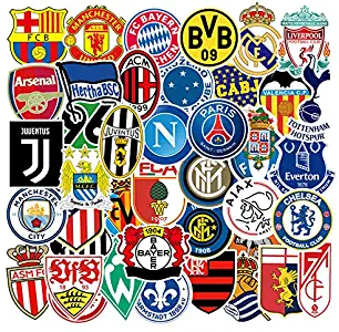Soccer Logo Sticker Pack of 50 Football Logo Team Decals for Laptops Hydro Flasks Water Bottles Luggage