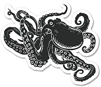 AK Wall Art Octopus Black Vinyl Sticker - Car Phone Helmet - Select Size