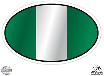 Nigeria Flag Oval - Vinyl Sticker Waterproof Decal