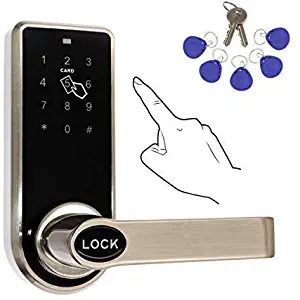 ETEKJOY Electronic Door Lock 3-in-1 Password RFID Card/Tag Hidden Keyhole Digital Touchscreen Keypad Left/Right Lever Reversible Handle Keyless Smart Auto Lock
