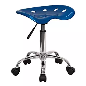 Flash Furniture Vibrant Bright Blue Tractor Seat and Chrome Stool