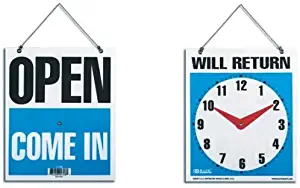 Bazic 7.5 x 9 Inches "Will Return" Clock Sign with "Open" Sign on Back (4398)