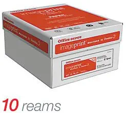 Office Depot ImagePrint FSC Certified Multiuse Paper by Domtar, 8 1/2in x 14in, 20 Lb, White, 500 Sheets Per Ream, Case of 10 Reams, 1836