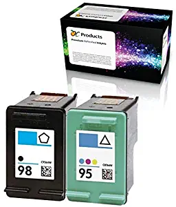 OCProducts Refilled Ink Cartridge Replacement for HP 98 and HP 95 for Officejet 150 100 H470 PhotoSmart D5160 C4180 2570 8030 8049 (1 Black 1 Color)