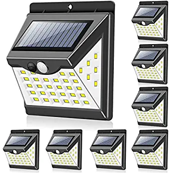 Solar Lights Outdoor[40 LED & 3 Working Modes], Towkka Wireless IP65 Waterproof Solar Lights with 300° Lighting Angle, Security Solar Motion Sensor Lights for Fence Front Door Yard Patio Garden(8pack)